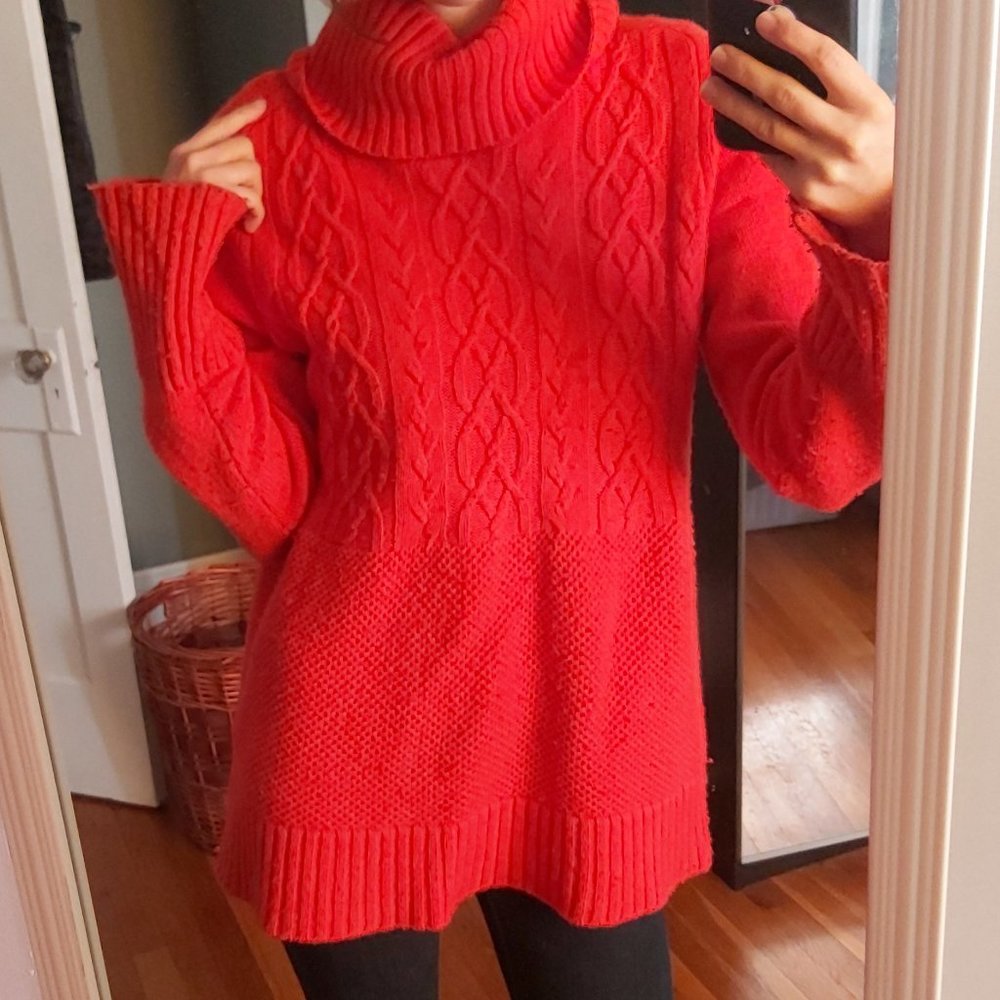 Oversize Scarlet Knit Fuzzy Sweater